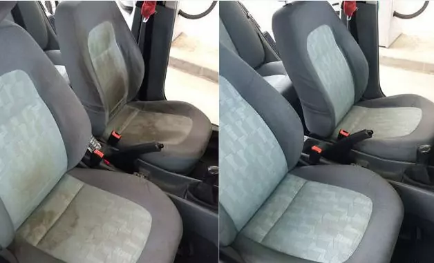 Bancos de carro antes e depois da higienização