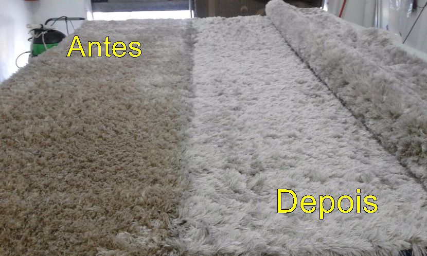 Tapete antes e depois da higienização